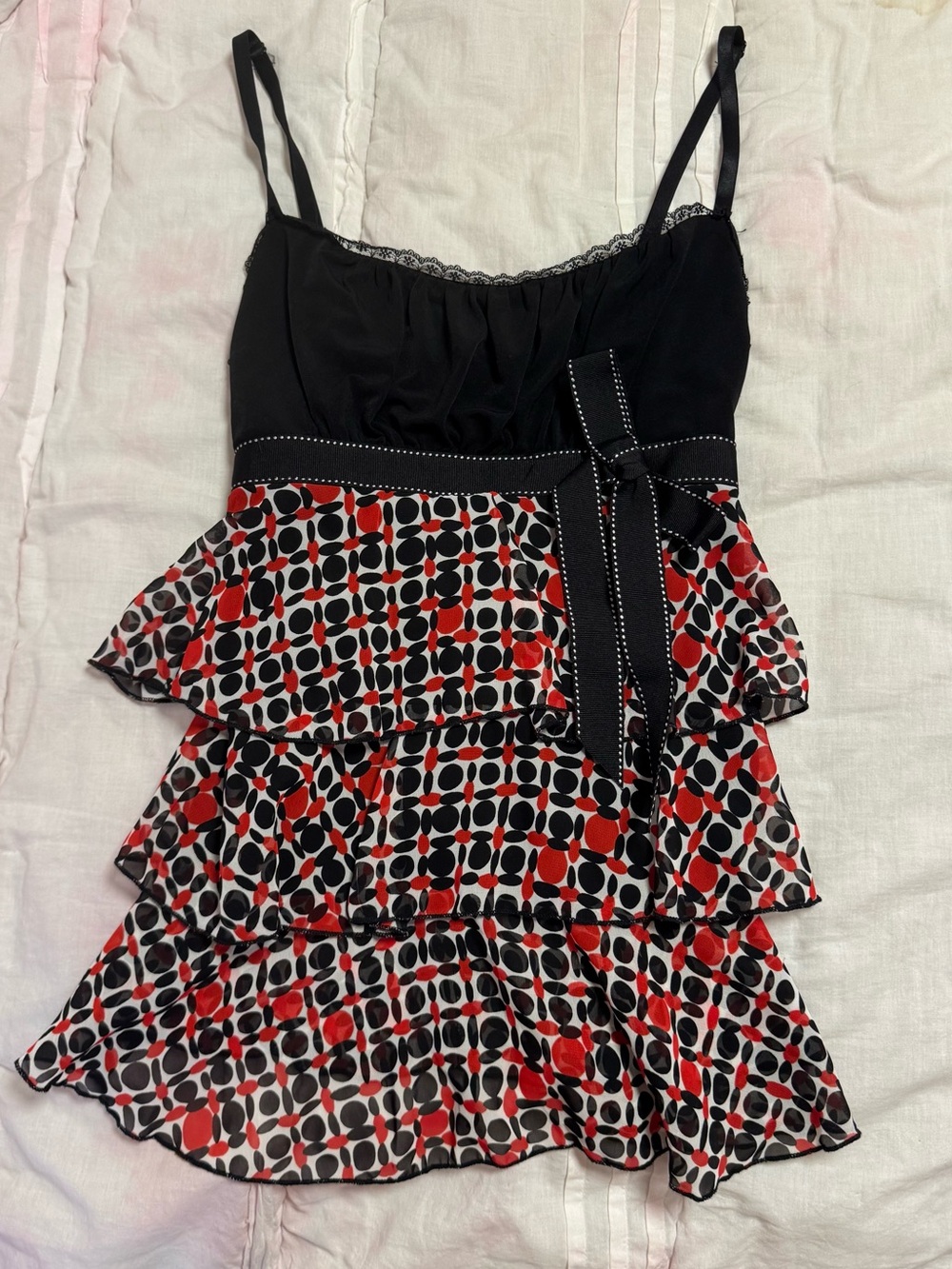 vintage y2k black and red layered tank blouse size M-heart soul